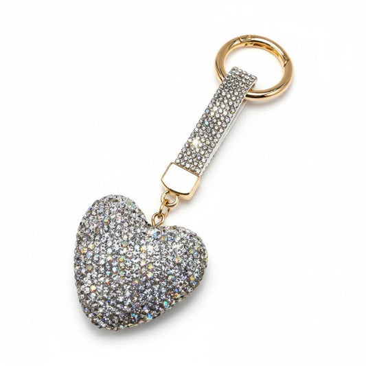 Bling Studded Heart Bag Charm Keychain