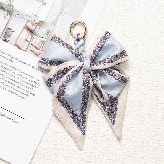 Vintage Print Satin Bow Bag Charms